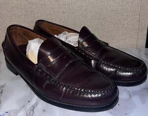 VTG L.L. Bean Classic Handsewn Penny Loafers Burgundy Leather Men's Size 9.5 D